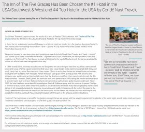 The Inn Of The Five Graces Has Been Chosen The #1 Hotel
